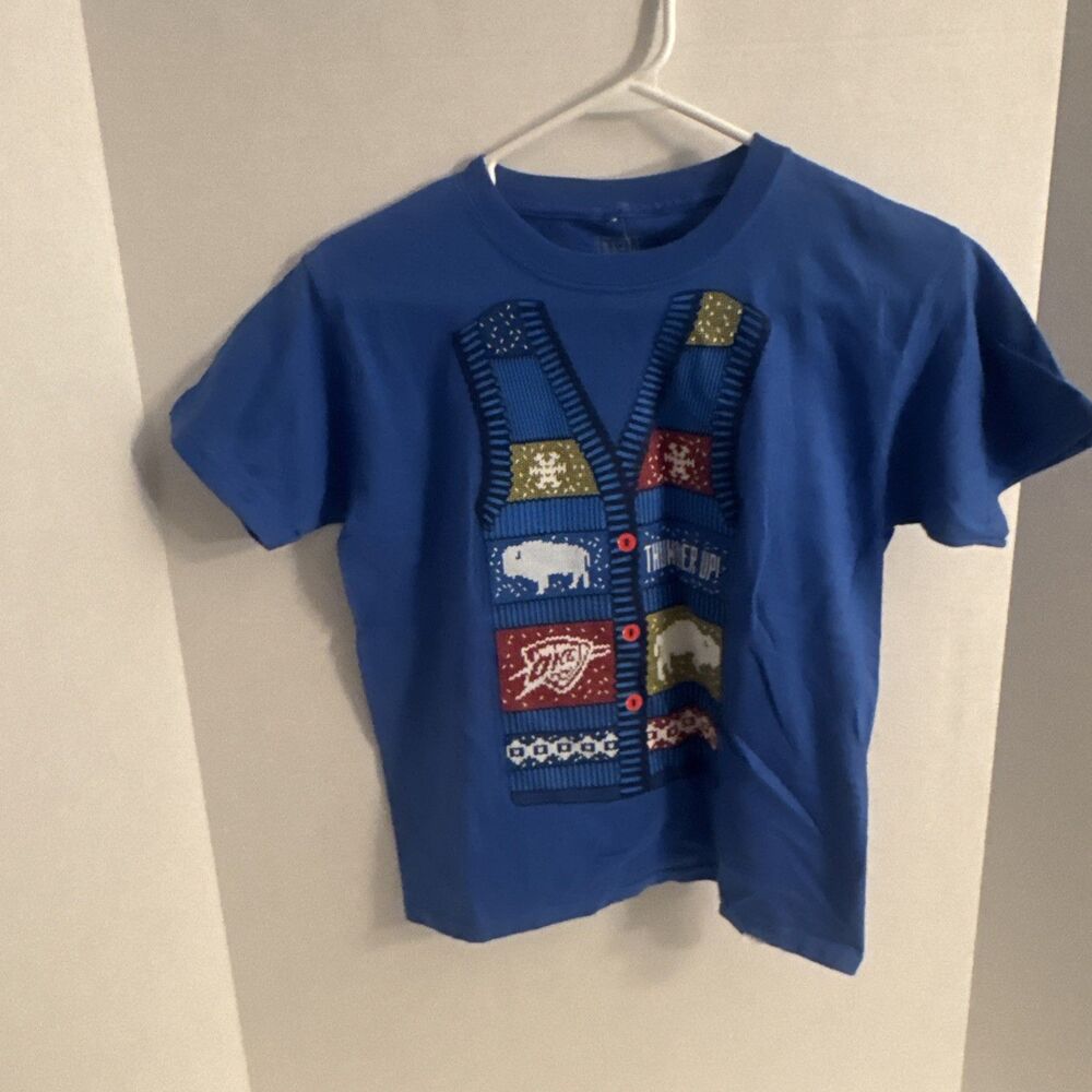 Oklahoma City Thunder Holiday Vest T-Shirt Size Youth Small NWT